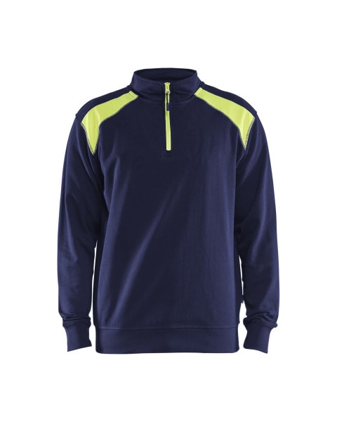 BLAKLAEDER - Sweater mit Half-Zip 2-farbigMarineblau/ High Vis Gelb XS