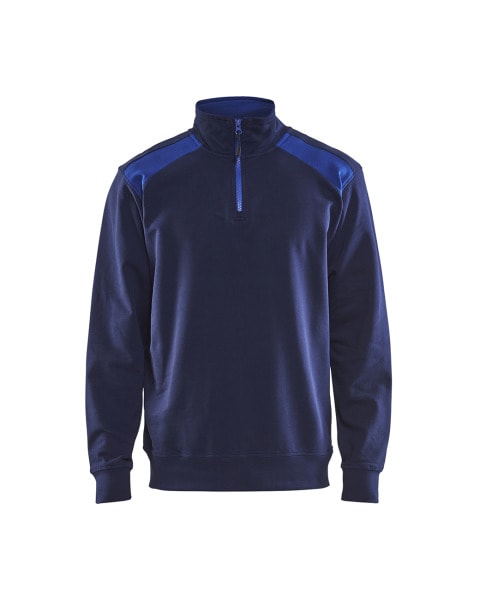 BLAKLAEDER - Sweater mit Half-Zip 2-farbigMarineblau/Kornblau XXXL
