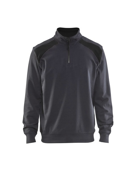 BLAKLAEDER - Sweater mit Half-Zip 2-farbigMittelgrau/Schwarz L