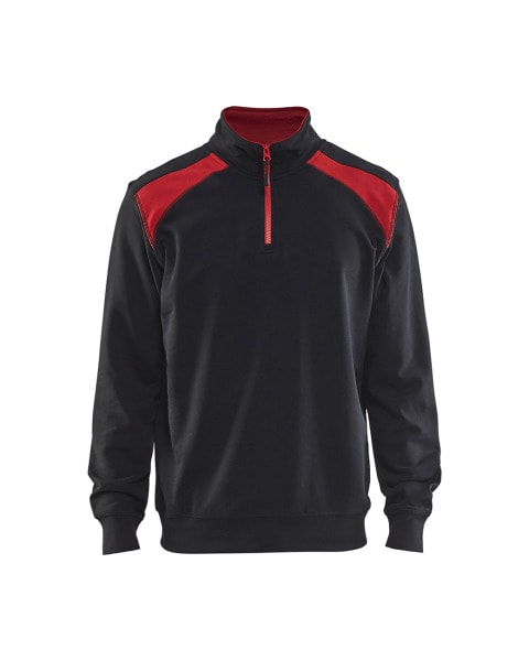 BLAKLAEDER - Sweater mit Half-Zip 2-farbigSchwarz/Rot XXXL