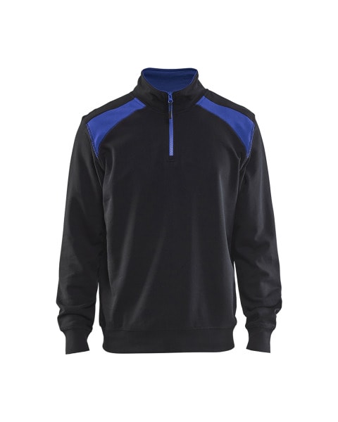 BLAKLAEDER - Sweater mit Half-Zip 2-farbigSchwarz/Kornblau XL