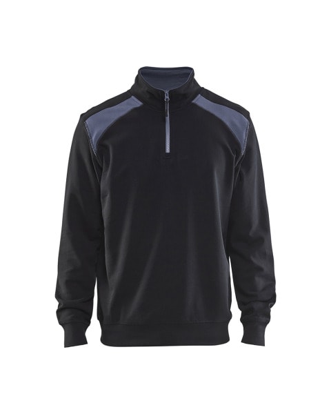 BLAKLAEDER - Sweater mit Half-Zip 2-farbigSchwarz/Grau XXL