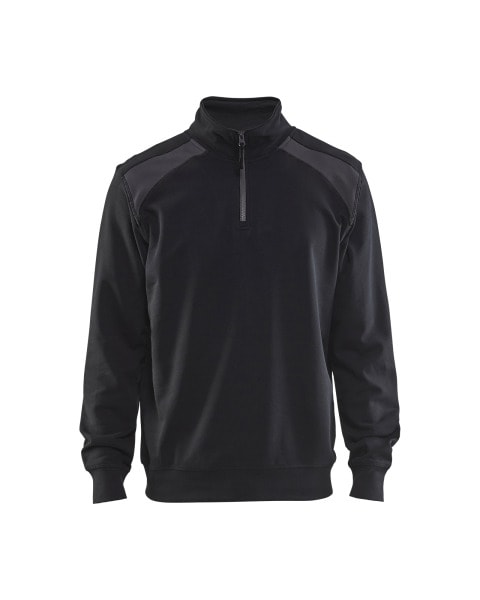 BLAKLAEDER - Sweater mit Half-Zip 2-farbigSchwarz/Dunkelgrau L
