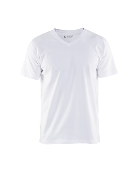 BLAKLAEDER - T-Shirt, V-KragenWeiß L