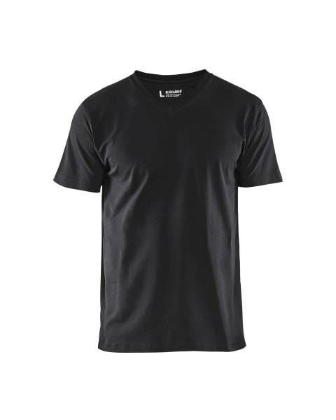 BLAKLAEDER - T-Shirt, V-KragenSchwarz S