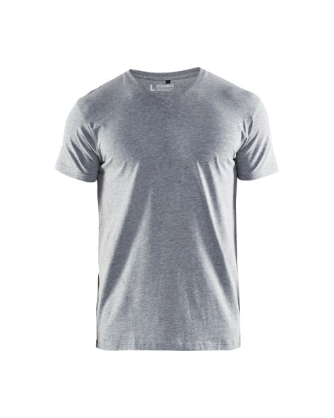 BLAKLAEDER - T-Shirt, V-KragenGrau Melange XS