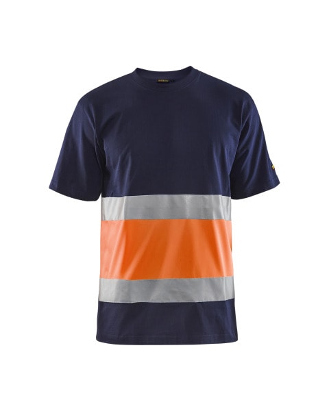 BLAKLAEDER - High Vis T-ShirtMarineblau/Orange XS