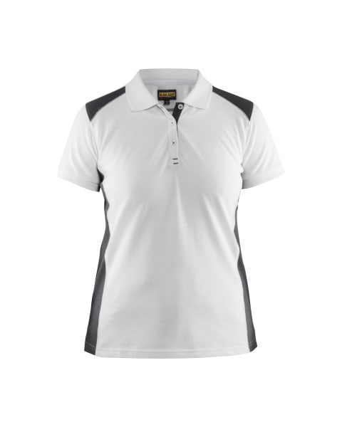 BLAKLAEDER - Damen Polo ShirtWeiß/Dunkelgrau XXL