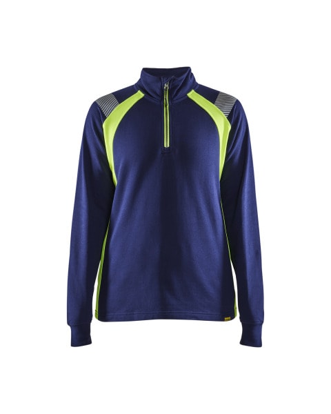 BLAKLAEDER - Damen Sweater Half-zipMarineblau/ High Vis Gelb XS