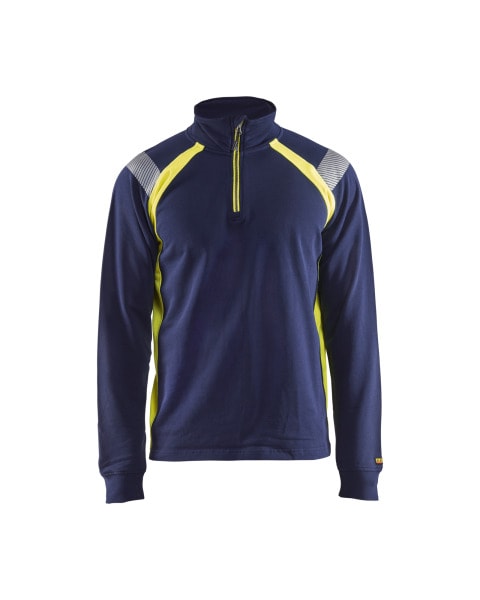 BLAKLAEDER - Sweatshirt mit Half-ZipMarineblau/ High Vis Gelb XS