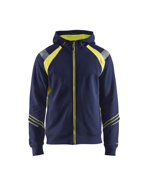 BLAKLAEDER - Sweatshirt mit ReißverschlussMarineblau/ High Vis Gelb XXXL