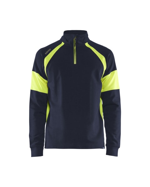 BLAKLAEDER - Sweatshirt mit High Vis Einsätzen Marineblau/ High Vis Gelb 5XL