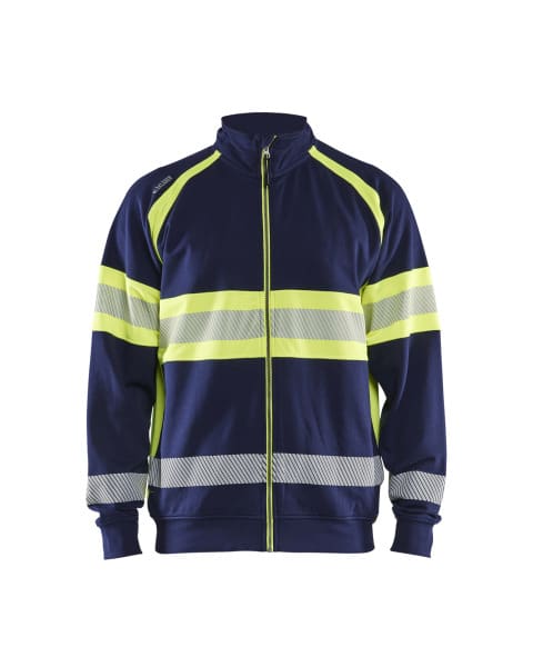 BLAKLAEDER - High Vis SweatjackeMarineblau/ High Vis Gelb S