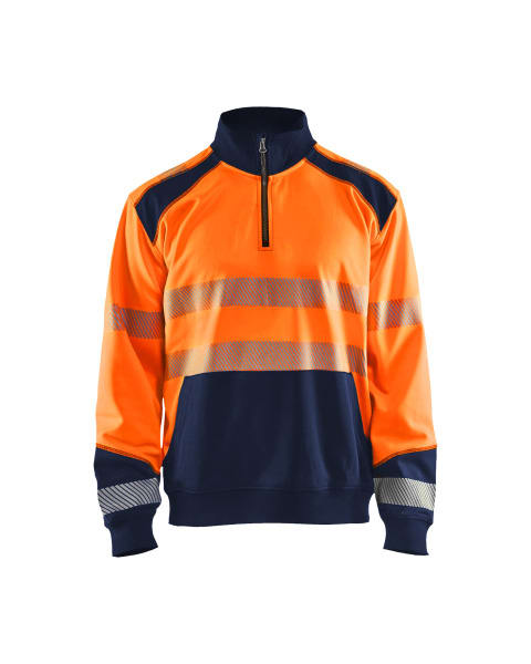 BLAKLAEDER - High Vis Sweatshirt Half-ZipHigh Vis Orange/Marineblau 4XL