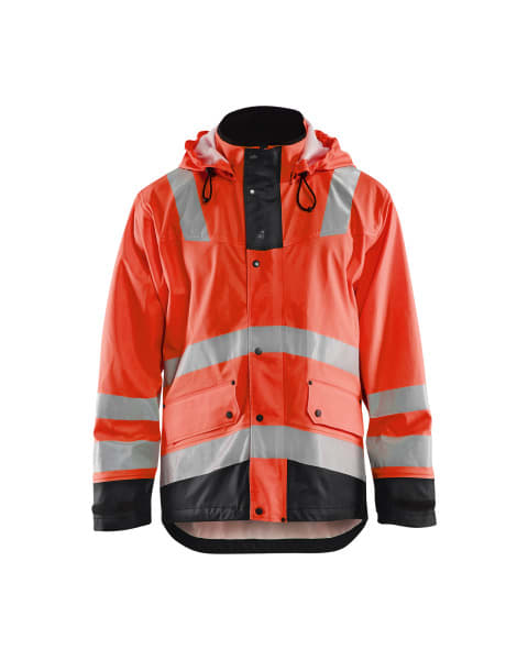 BLAKLAEDER - Regenjacke Level 2High Vis Rot/Schwarz XL