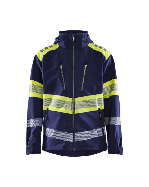 BLAKLAEDER - High Vis Softshell JackeMarineblau/ High Vis Gelb XL