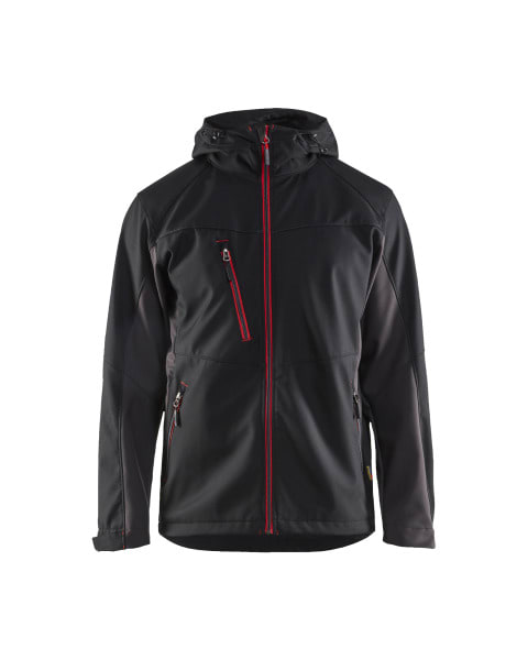 BLAKLAEDER - Softshell Jacke mit KapuzeSchwarz/Rot XL