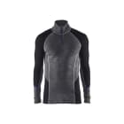 BLAKLAEDER - Zippkragen-Unterhemd WARM 100% MerinoMittelgrau/Schwarz 5XL