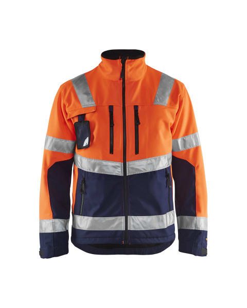 BLAKLAEDER - High Vis Softshell JackeHigh Vis Orange/Marineblau XXXL