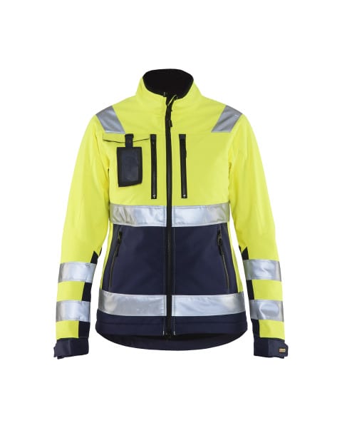 BLAKLAEDER - Damen High Vis Softshell JackeHigh Vis Gelb/Marineblau XXXL
