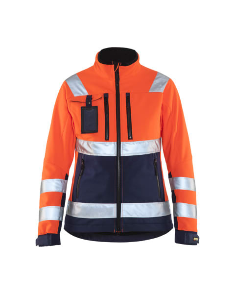 BLAKLAEDER - Damen High Vis Softshell JackeHigh Vis Orange/Marineblau S