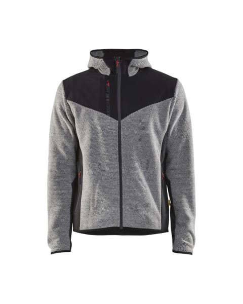 BLAKLAEDER - Strickjacke mit SoftshellGrau Melange/Schwarz XS