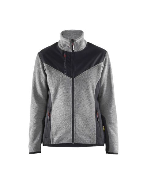 BLAKLAEDER - Damen Strickjacke mit SoftshellGrau Melange/Schwarz S