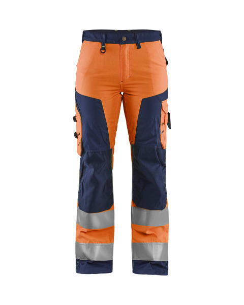 BLAKLAEDER - Damen High Vis Arbeitshose ohne Werkzeugtaschen High Vis Orange/Marineblau D22