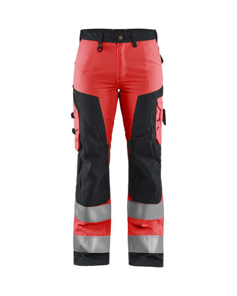 BLAKLAEDER - Damen High Vis Arbeitshose ohne Werkzeugtaschen High Vis Rot/Schwarz D21