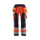 BLAKLAEDER - Damen High Vis Arbeitshose mit Werkzeugtaschen High Vis Orange/Marineblau D20