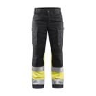 BLAKLAEDER - Damen High Vis Arbeitshose mit Stretch Marineblau/ High Vis Gelb D19