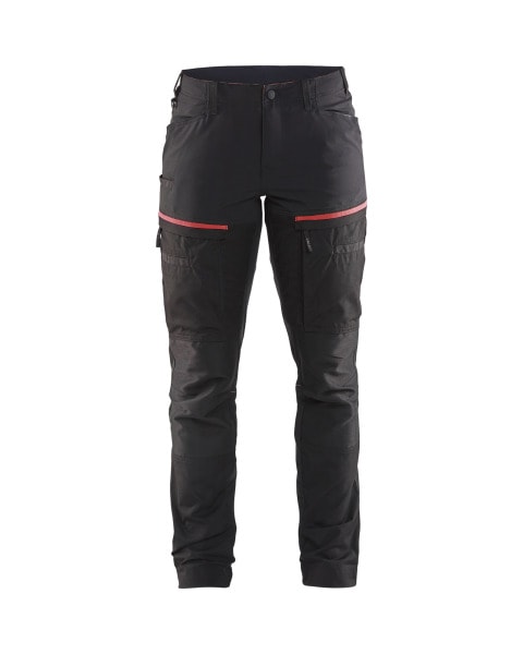 BLAKLAEDER - Damen Servicehose mit Stretch Schwarz/Rot C50