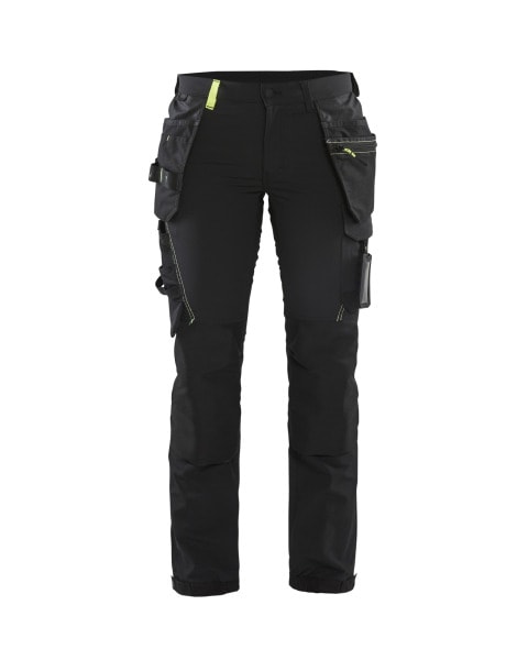 BLAKLAEDER - Damen Handwerker Arbeitshose 4-Wege-Stretch Schwarz/Gelb C40