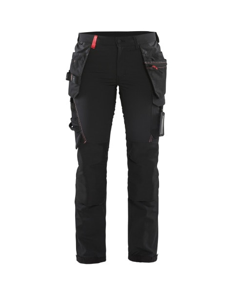 BLAKLAEDER - Damen Handwerker Arbeitshose 4-Wege-Stretch Schwarz/Rot D22