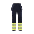 BLAKLAEDER - Damen High Vis Arbeitshose 4-Wege-Stretch Marineblau/ High Vis Gelb C34