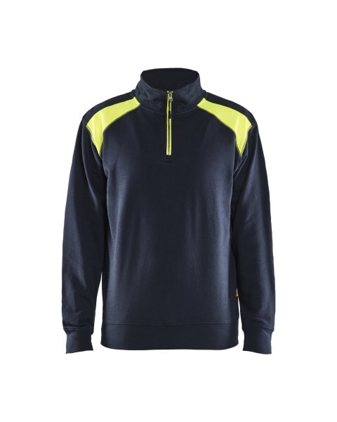 BLAKLAEDER - Half-zip 2-tone  DK Navy/ Hv Yellow M