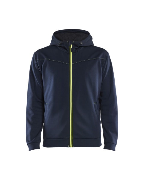 BLAKLAEDER - Hoodie mit Reißverschluss DK Navy/ Hv Yellow XS