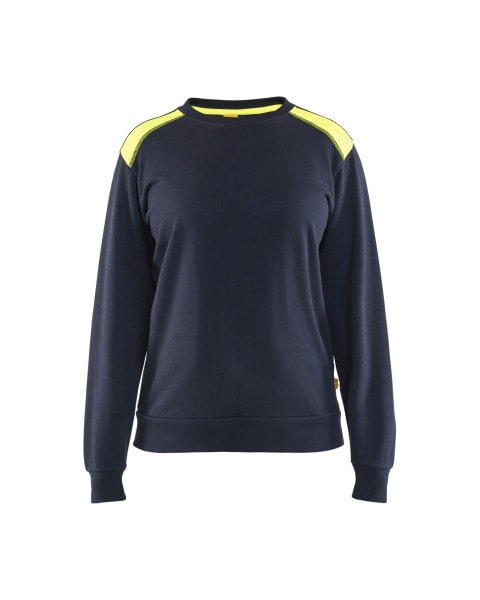 BLAKLAEDER - Sweater Round-neck Two-tone, Women DK Navy/ Hv Yellow XL