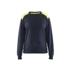 BLAKLAEDER - Sweater Round-neck Two-tone, Women DK Navy/ Hv Yellow XXXL