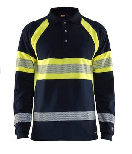 BLAKLAEDER - FR Hivis LS Piké Marineblau/Gelb M