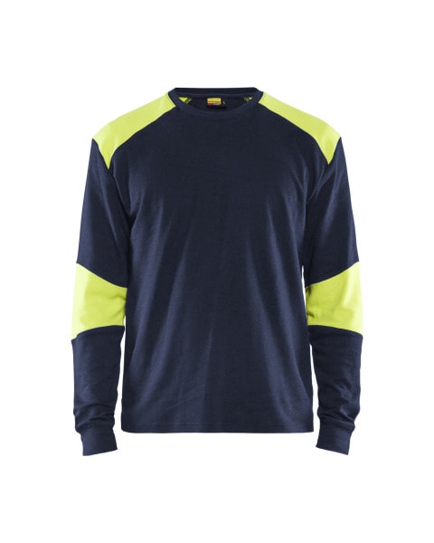 BLAKLAEDER - Flammschutz Langarm Shirt Marineblau/ High Vis Gelb XXXL