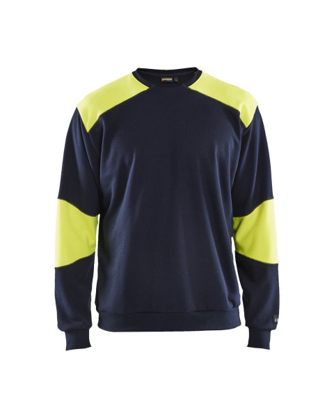 BLAKLAEDER - Flammschutz Sweatshirt Marineblau/ High Vis Gelb XXL