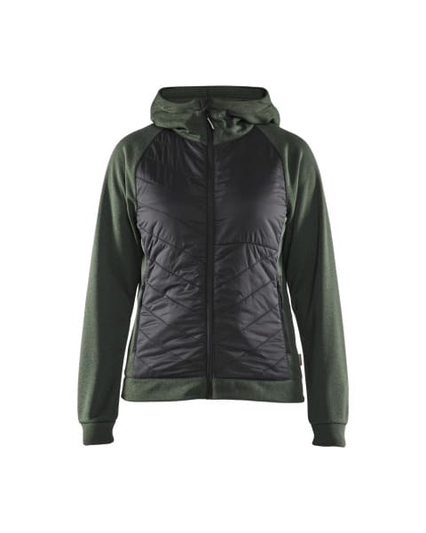 BLAKLAEDER - Sweatshirt with quilt at front Women Autumn green/Black S