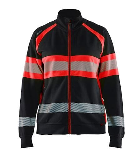 BLAKLAEDER - Hi-Vis sweatshirt full-zip Women Schwarz/Rot XXXL