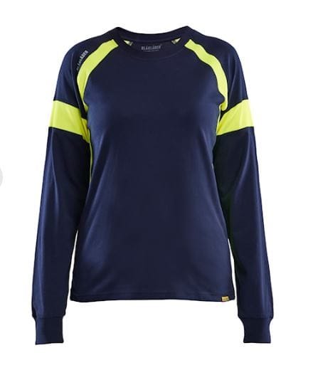 BLAKLAEDER - T-shirt long-sleeved with Hivis Women Marineblau/Gelb XXXL