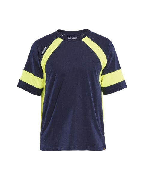 BLAKLAEDER - T-shirt short-sleeved Marineblau/Gelb 4XL