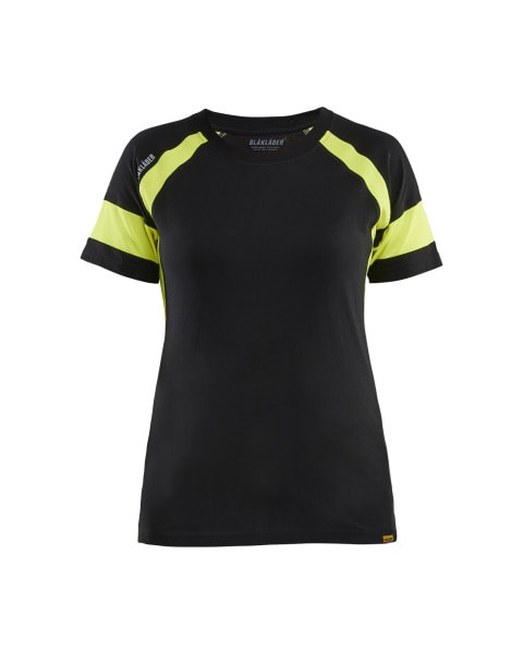 BLAKLAEDER - T-shirt short-sleeved Women Schwarz/Gelb XXXL