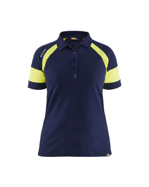 BLAKLAEDER - Polo Shirt Women Marineblau/Gelb XXXL