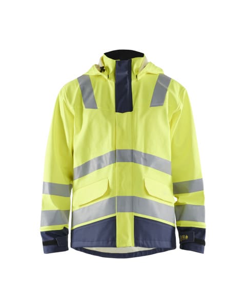 BLAKLAEDER - Flammschutz Regenmantel Level 2 High Vis Gelb/Marineblau S