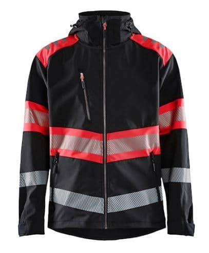 BLAKLAEDER - Hivis softshell jacket class 1 Schwarz/Rot M